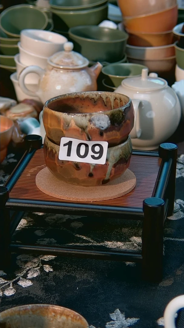 喜*孤品  裸烧柴烧  锤纹杯 对杯