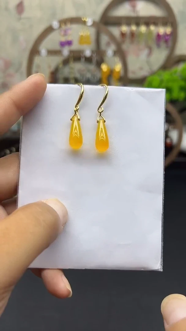 银S925镶嵌耳饰玛瑙/玉髓064