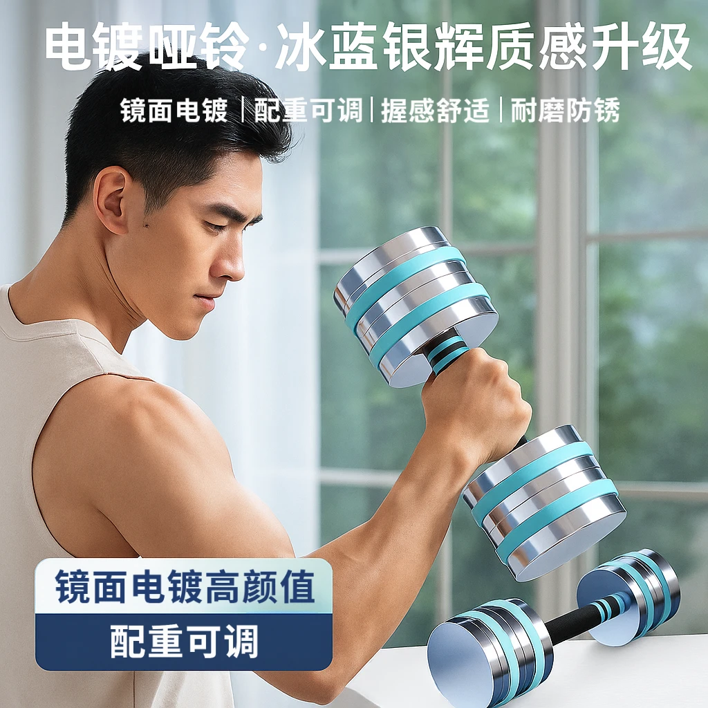 DEFIT电镀可调哑铃男士女士可调节重量家用练臂肌健身器材哑铃