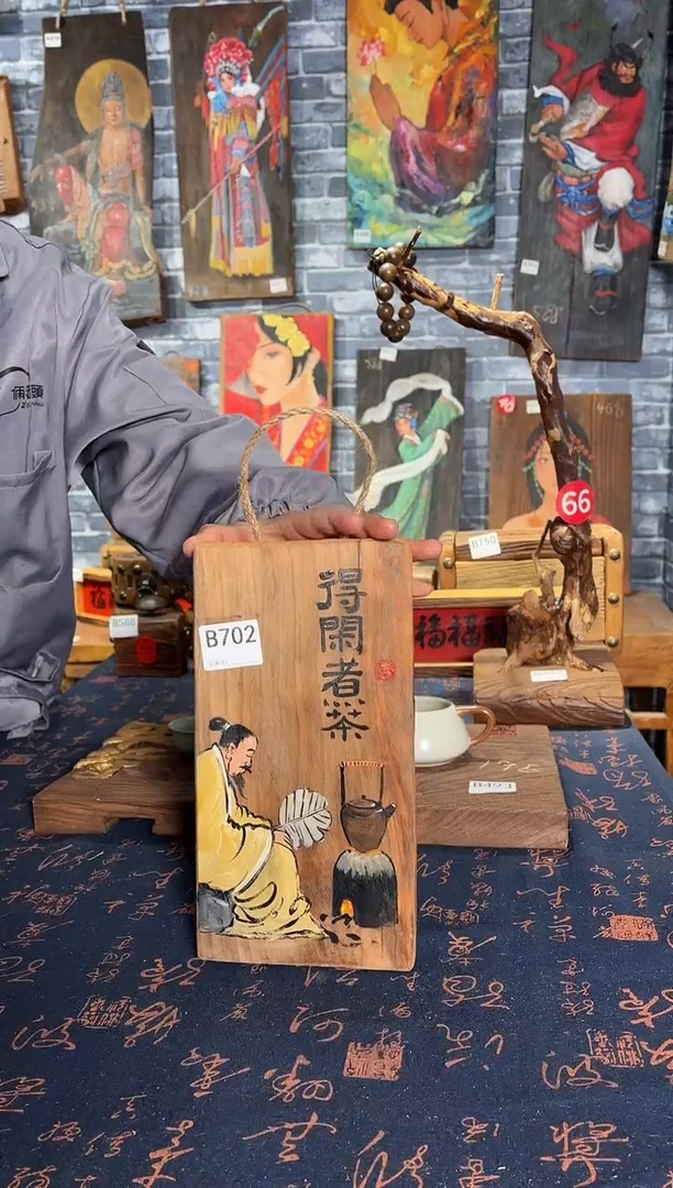 风化老门板丙烯画