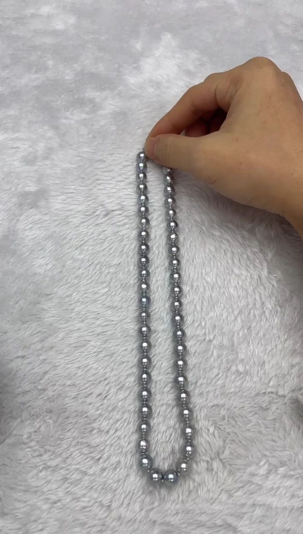 项链银S925镶嵌海水珍珠AK真多麻8-8.5mm