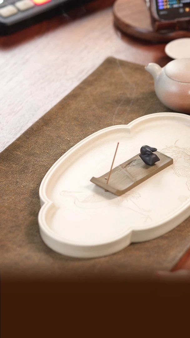 竹节段泥香插摆件