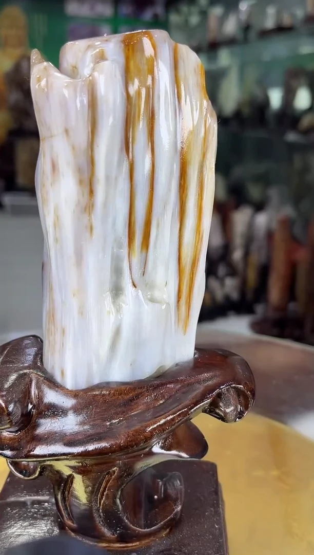 缅甸天然树化玉摆件