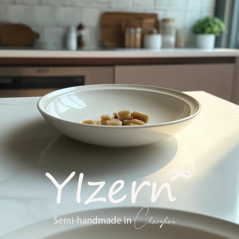 一亨【圆嘟嘟极简气质款】8寸幻想家高级感新款斗笠窝盘面碗沙拉盘