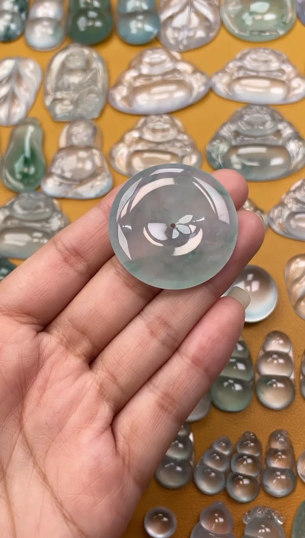 翡翠未镶嵌吊坠(不含链)扣子34 6