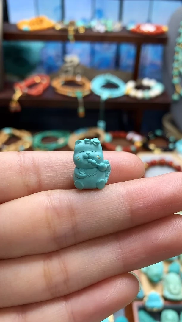 未镶嵌绿松石挂件高瓷精工猫咪