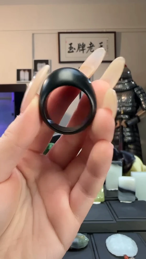 颈饰未镶嵌和田玉青玉戒圈20-22