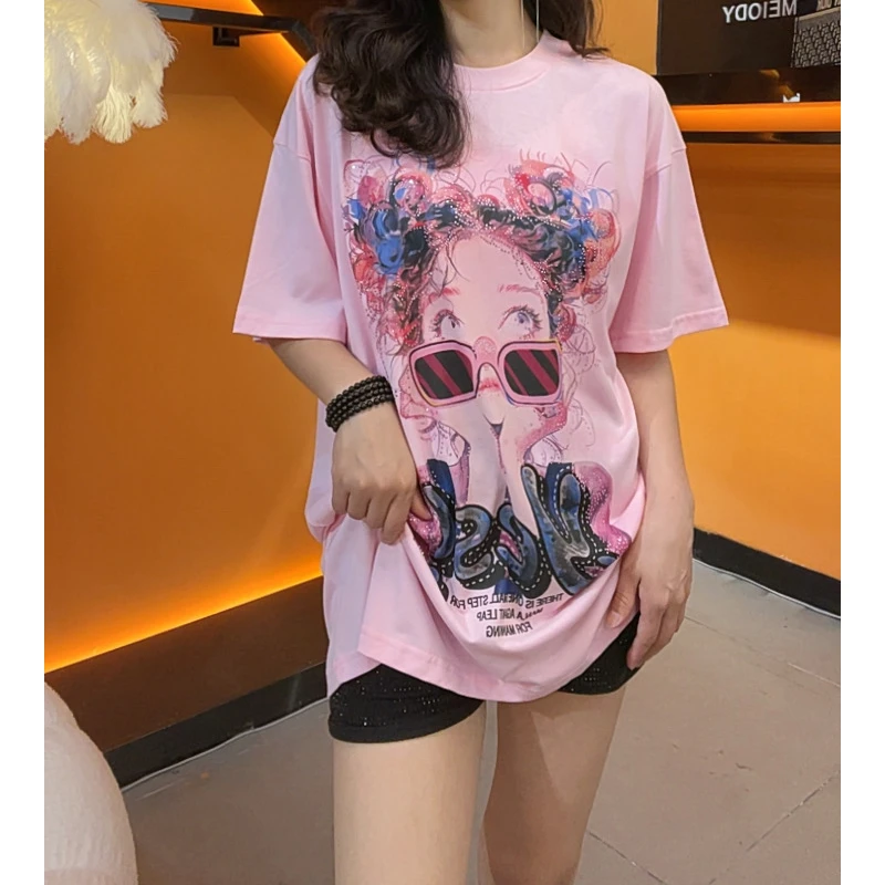 夏装女款爆款2025新款设计师重工休闲宽松大版短袖T恤上衣9981