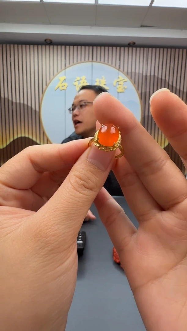 银S925镶嵌开口戒指南红玛瑙001ZB0915产品一个