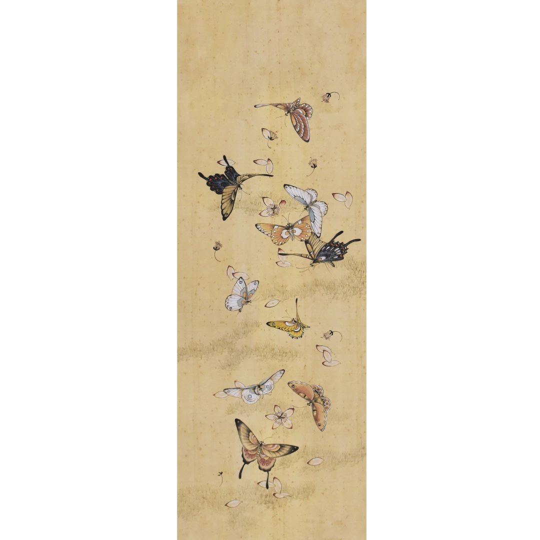 HM5079 百蝶图 86×26cm 绢本镜片 2平尺