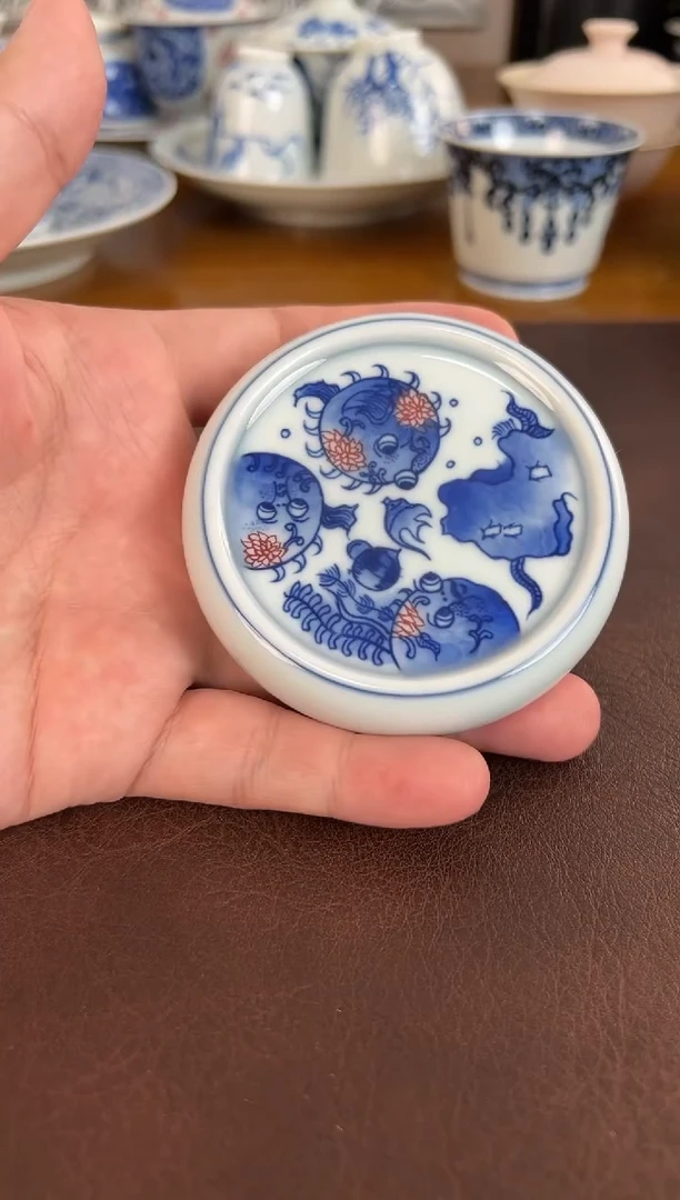 照夜白青花河豚盖置