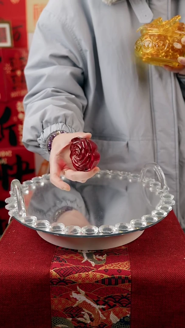 【闪购商品】琉璃玫瑰盖置摆件