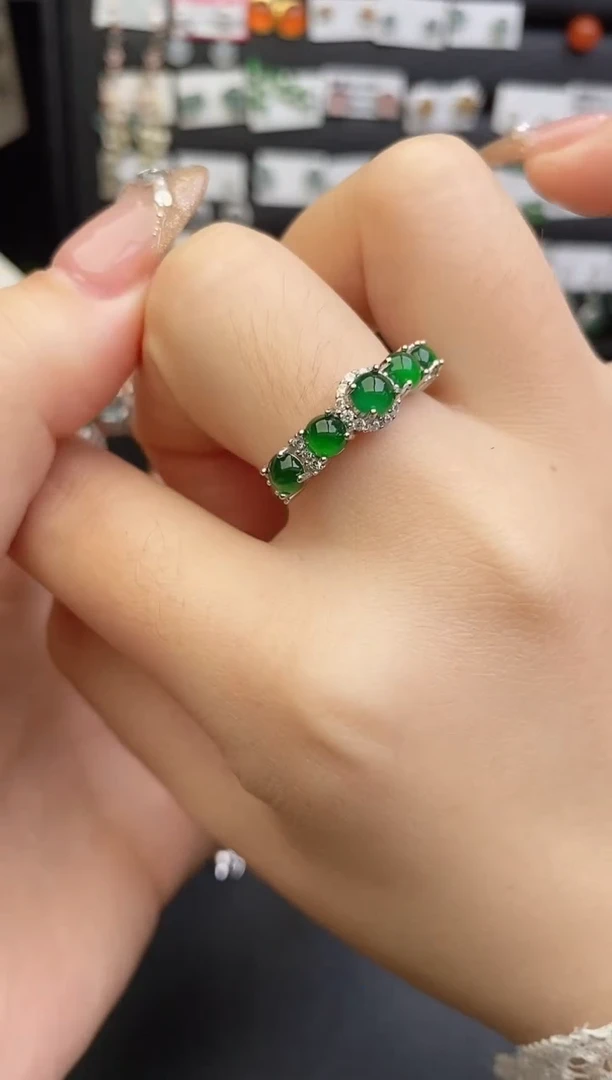 银S925镶嵌戒指翡翠0