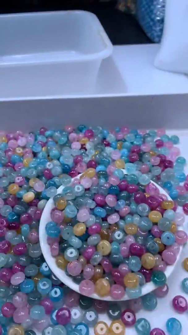 颈饰未镶嵌水晶W3345 老矿彩虹碧玺算盘10*6MM 10颗