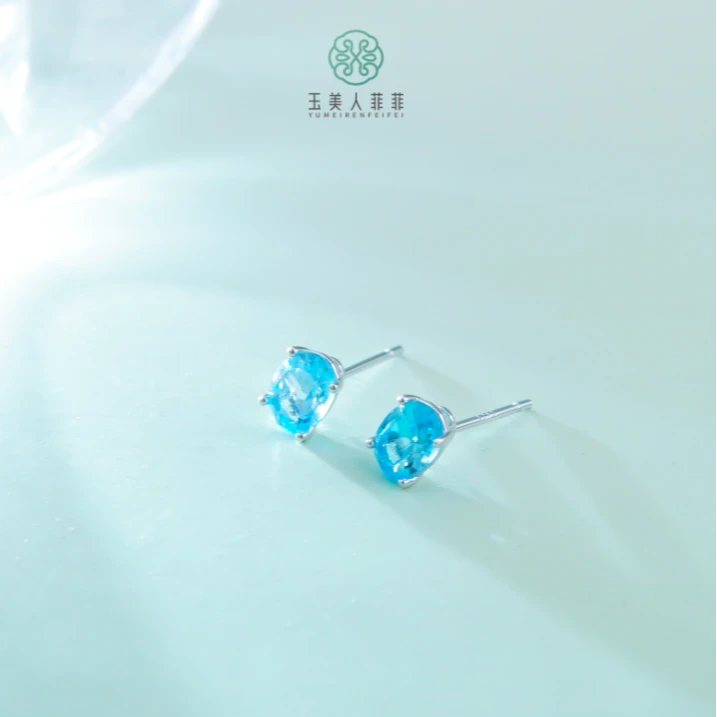 石惑珠宝~托帕石耳坠约5*7mm*多样性发一