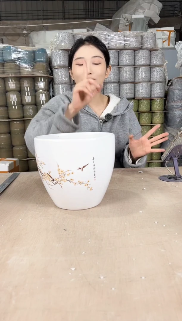 【闪购商品】陶瓷橄榄喜上哑白中号21x18