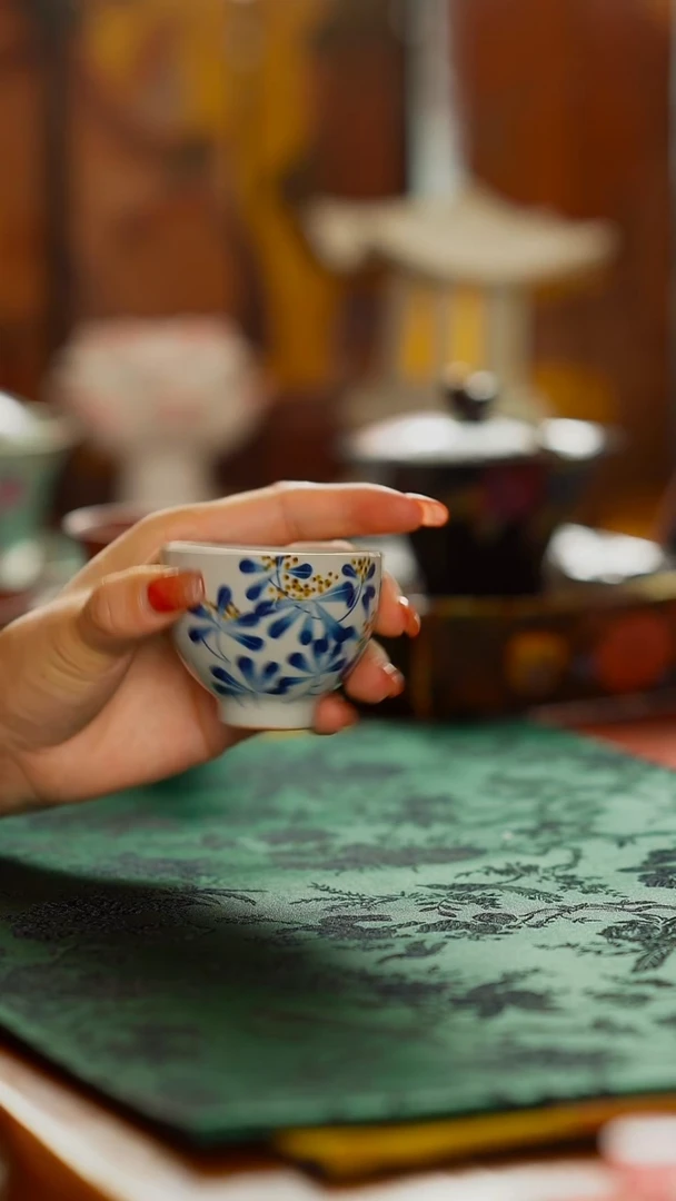 手绘桂花茶杯