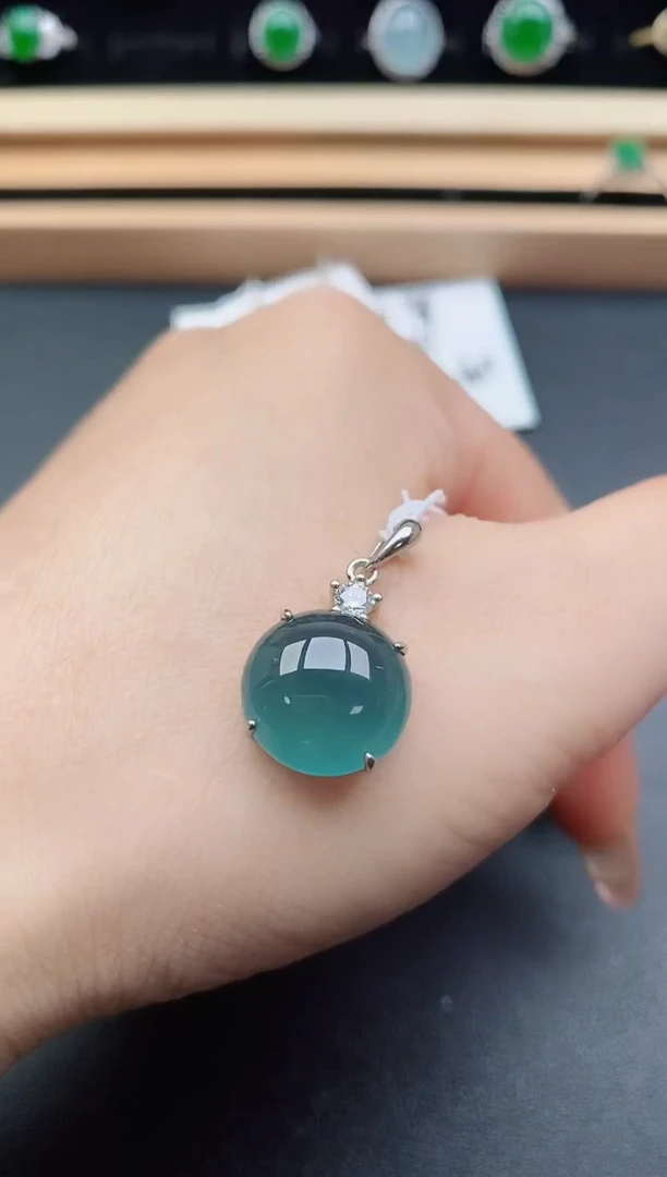 翡翠银S925镶嵌吊坠(赠链)05