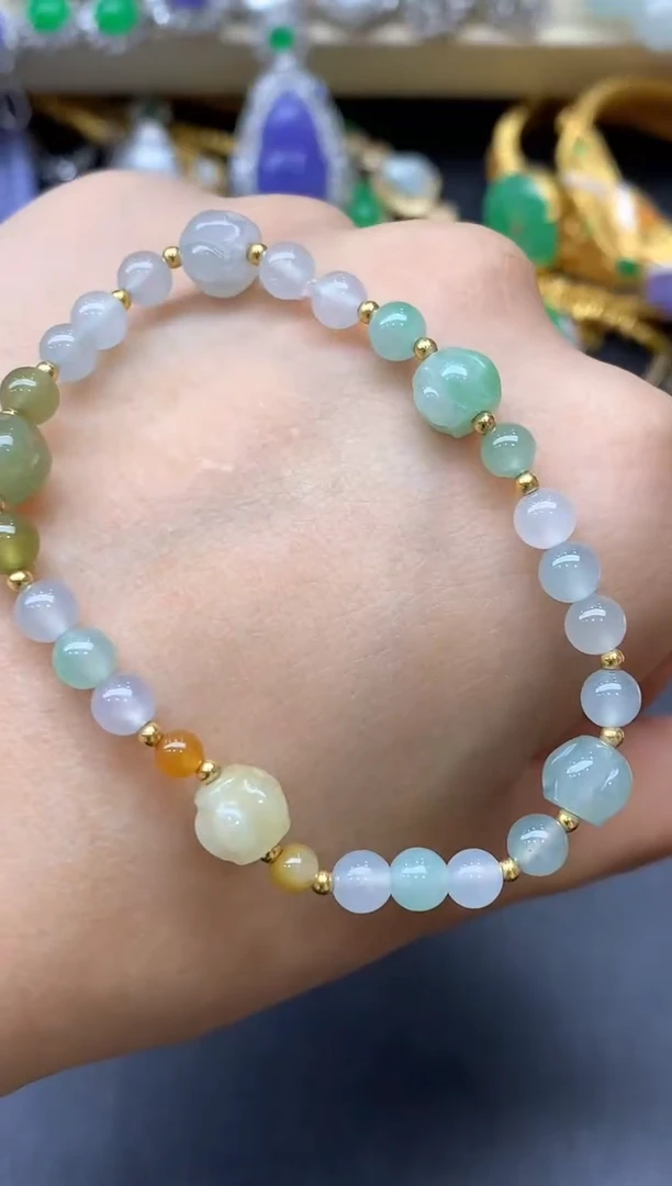 18K金镶嵌手链翡翠102-中国好珍宝