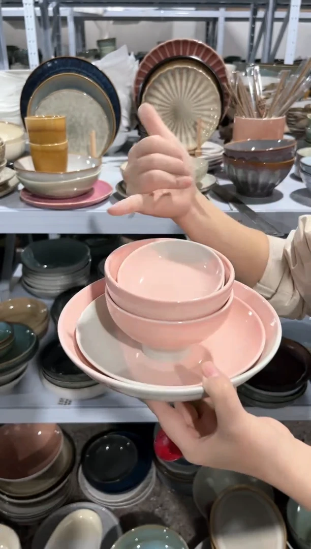 【闪购商品】瓷片外贸尾货瑕疵满20包邮X6 樱花粉六件套