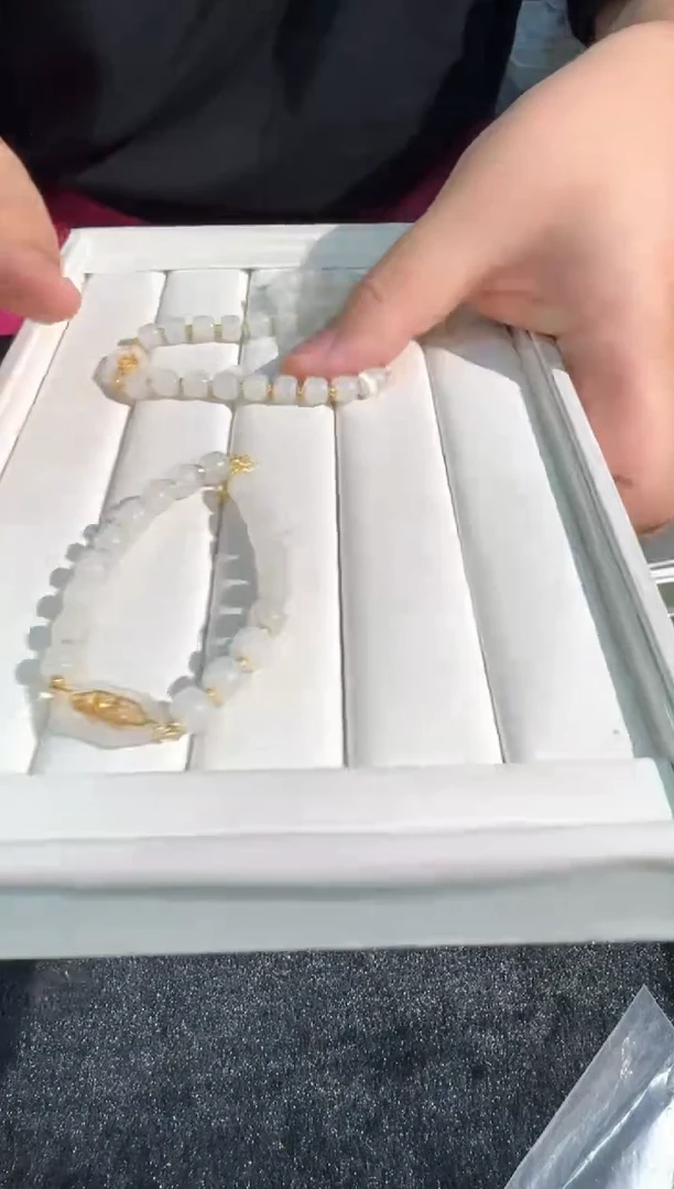 水晶手链银S925镶嵌L046羊脂b桶珠款
