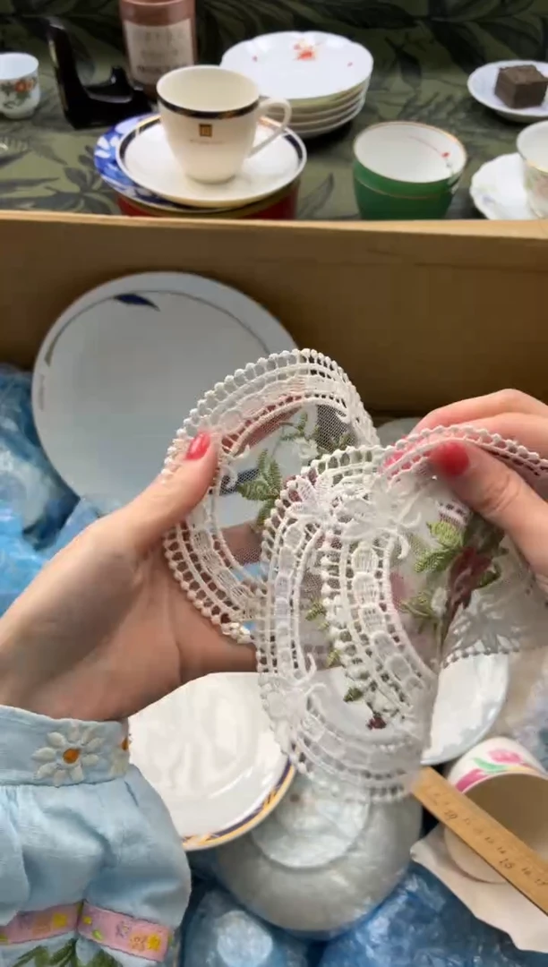 瓷片    蕾丝垫三个
