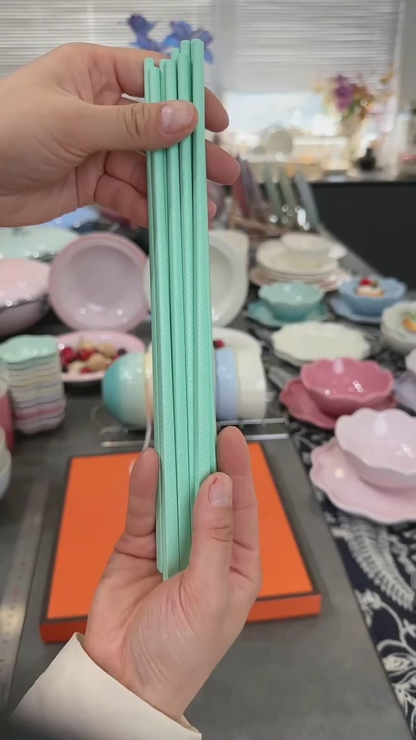 【闪购商品】瓷筷子SPS6双盒装-孔雀青