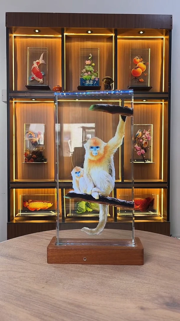 人造水晶磕碰瑕疵品30/15/4猴子+底座