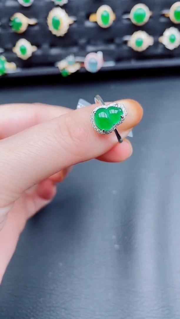 【闪购商品】翡翠戒指银S925镶嵌天然a货翡翠77