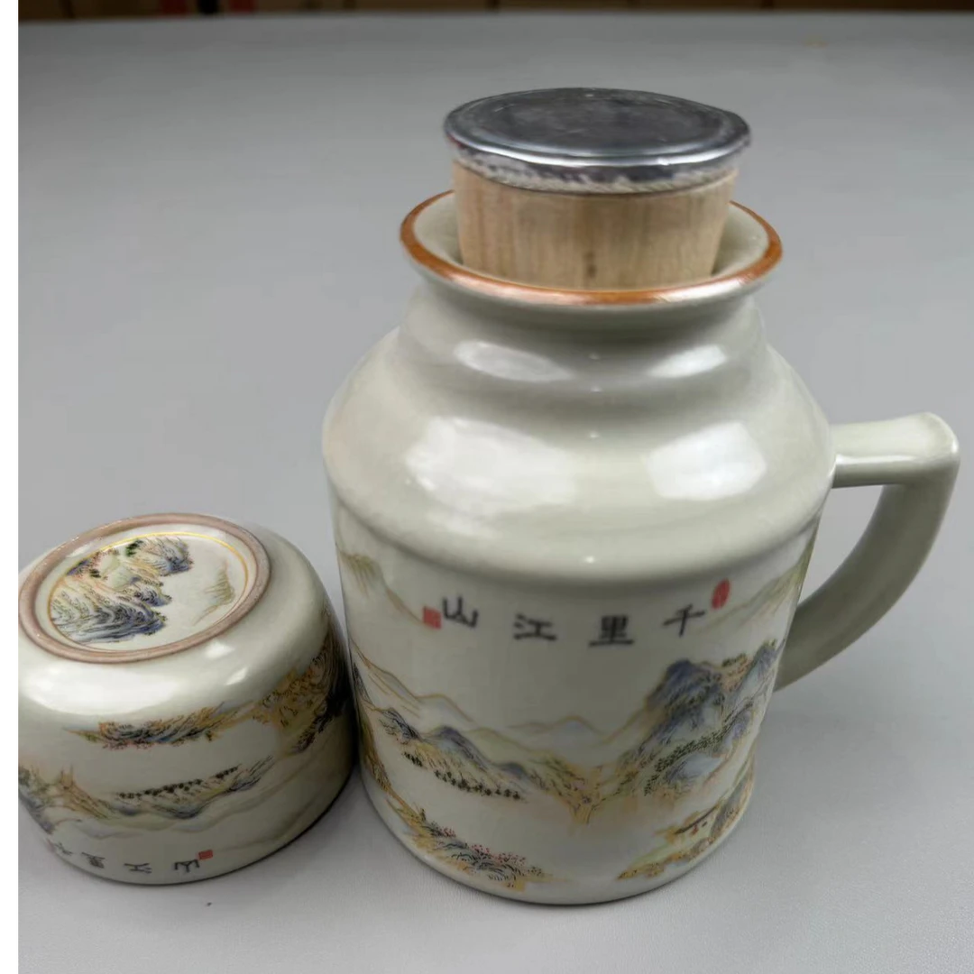 德化黄汝窑是金千里江山的热水瓶(壶+杯)D30