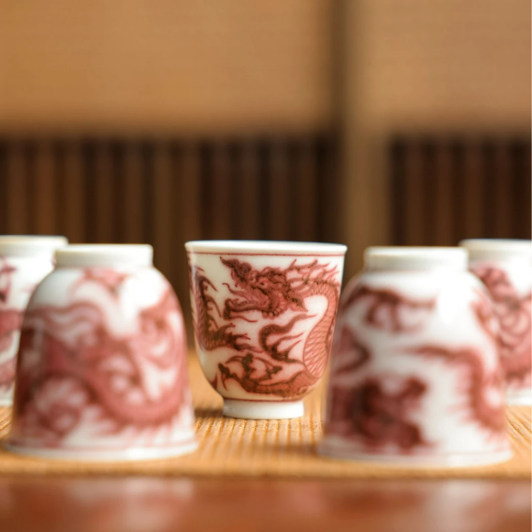 茶圈大魔王茶器景德镇纯手工【元岚堂】元龙釉里红铃铛杯满容约45cc
