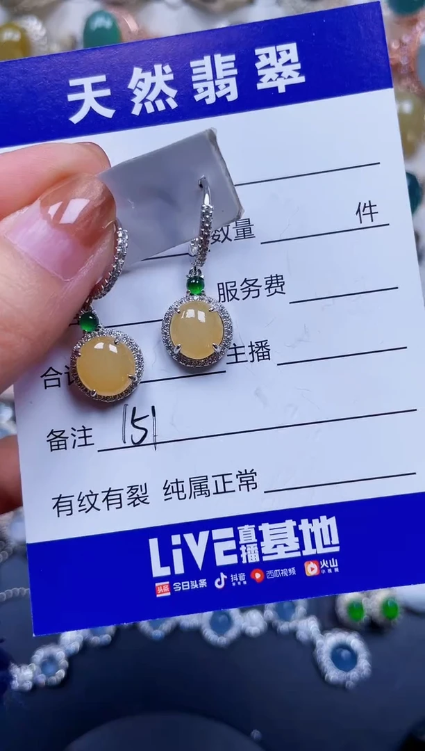 银S925镶嵌翡翠耳饰151