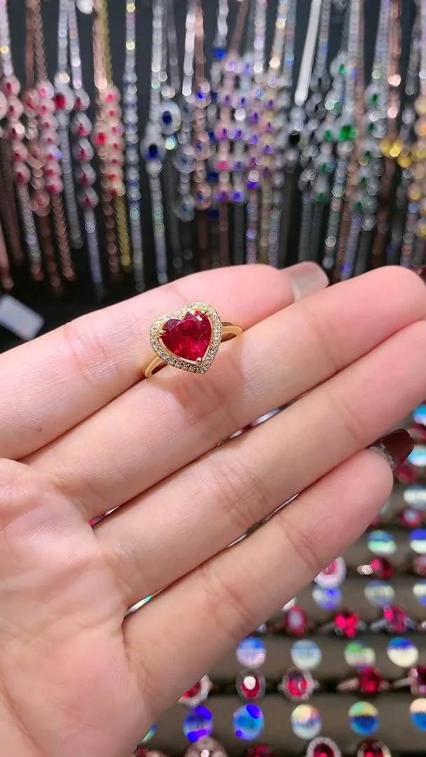 【闪购商品】红宝石戒指银S925镶嵌金色