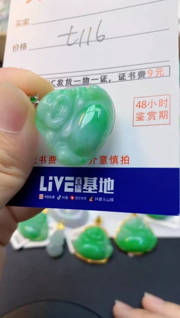 颈饰18K金镶嵌翡翠天然缅甸A货翡翠