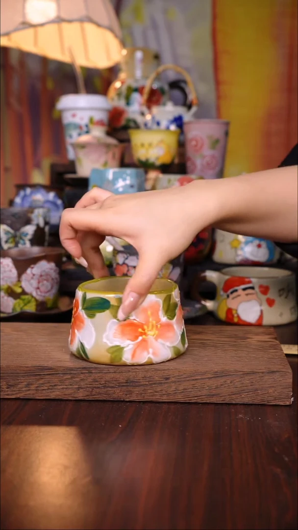 杯子陶泥垚手作 景德镇手工手绘陶瓷器物