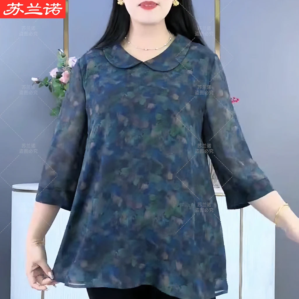 衬衫春夏中袖花色上衣240873