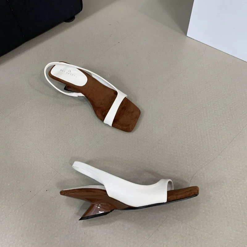 2025年夏季新款露趾凉鞋女鞋子女鞋时装凉鞋坡跟鞋时尚黑色高跟鞋