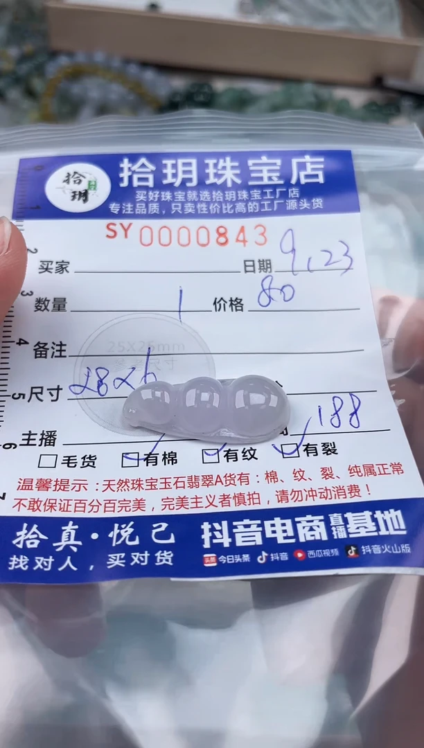 颈饰未镶嵌翡翠翡翠挂件豆子28*6尺寸843