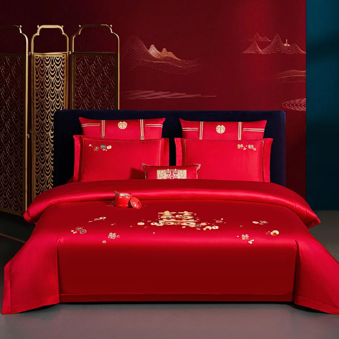 【小林寝饰*重百】婚庆四件套-如意喜柿200*230cm