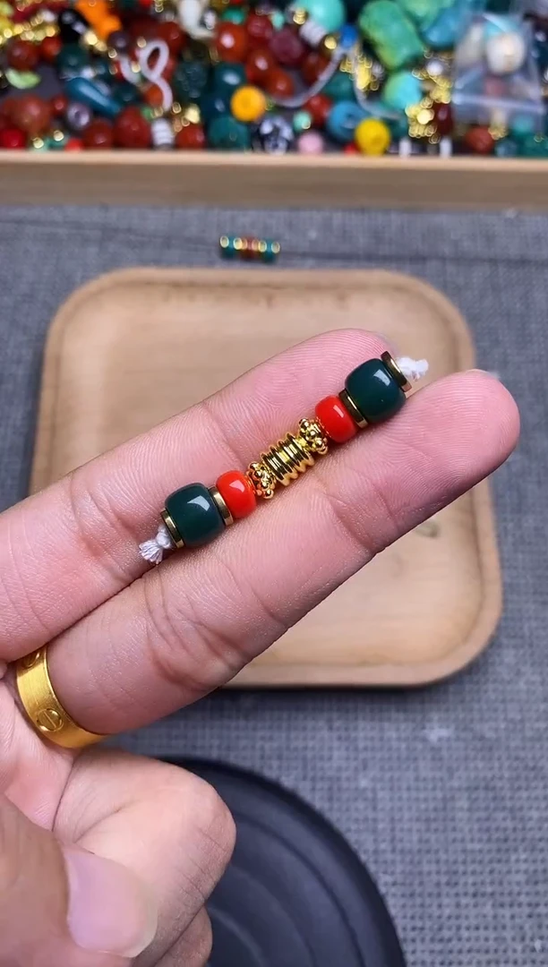 手工艺品琉璃红绿万能轴 一组发
