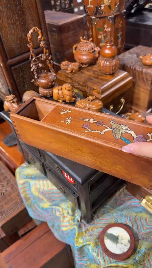 柚木木头款喜鹊登梅线香盒68.8888