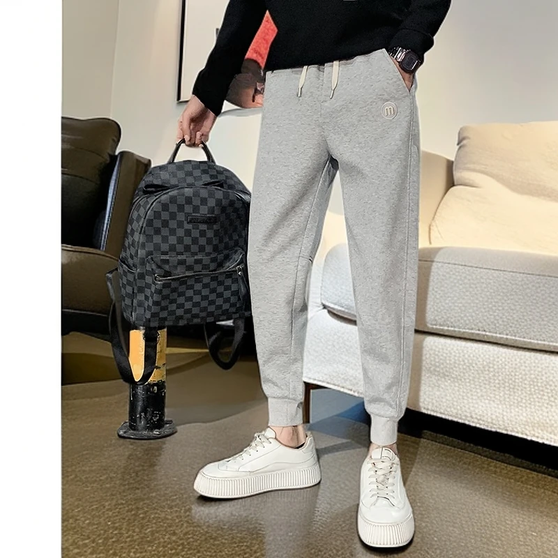 GPTSu秋冬季潮牌束脚休闲裤男士新款小脚纯色卫裤修身运动哈伦裤