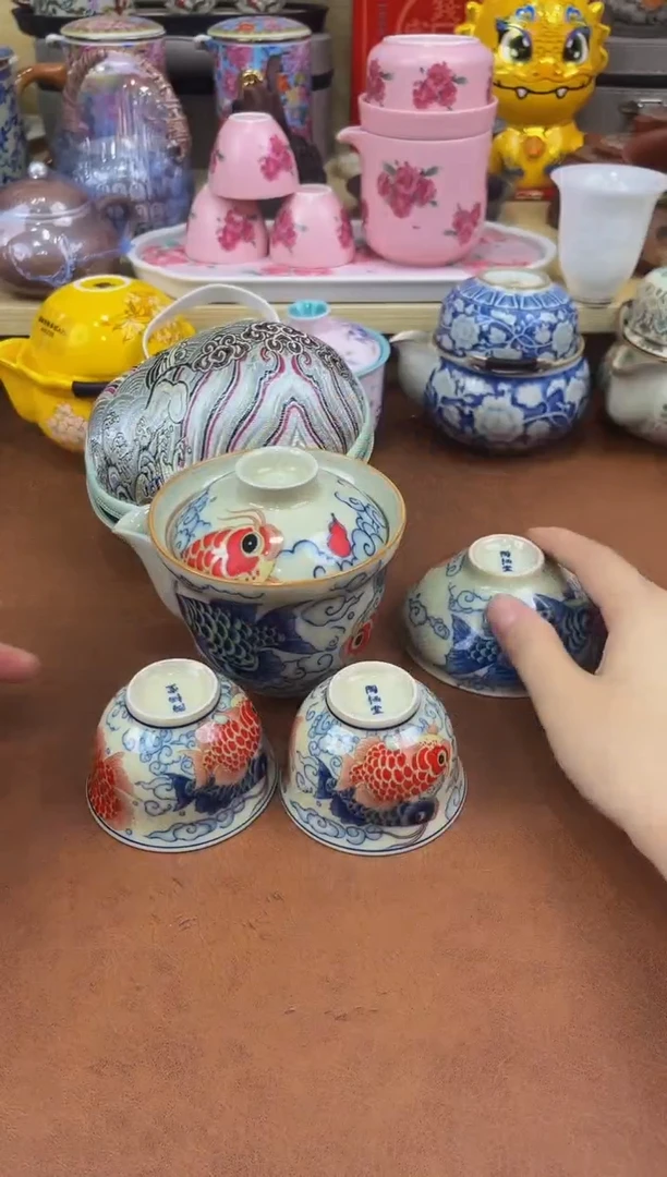 陶瓷茶具摆件旅行套组
