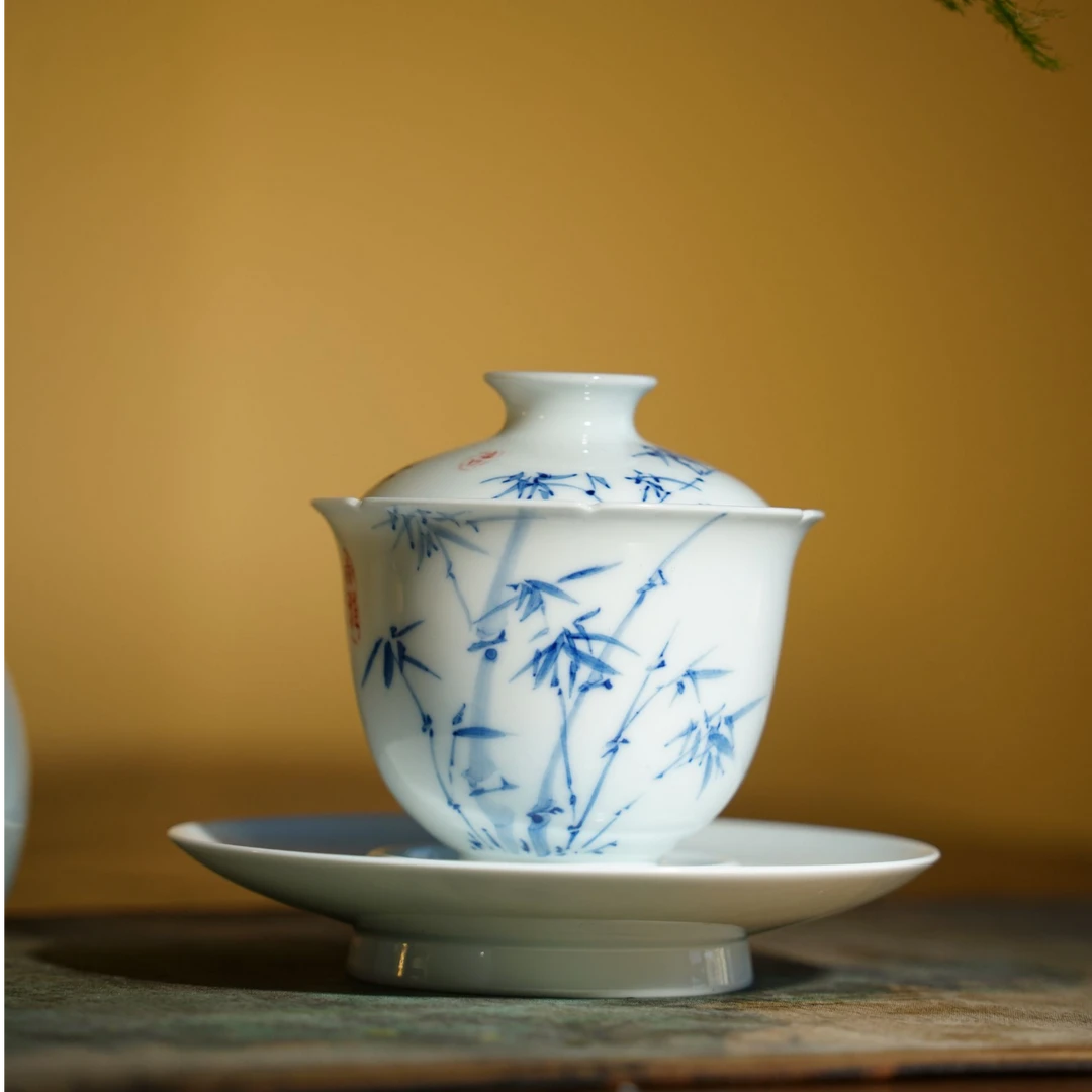 景德镇纯手工世然堂三才盖碗