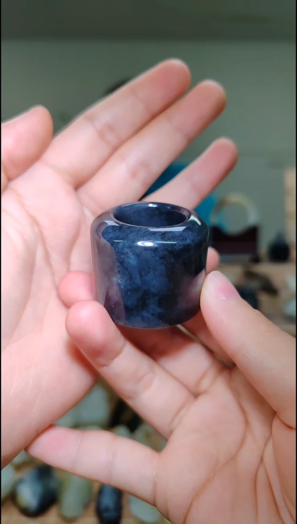 【闪购商品】和田玉把件未镶嵌新疆和田玉青花扳指 内径22