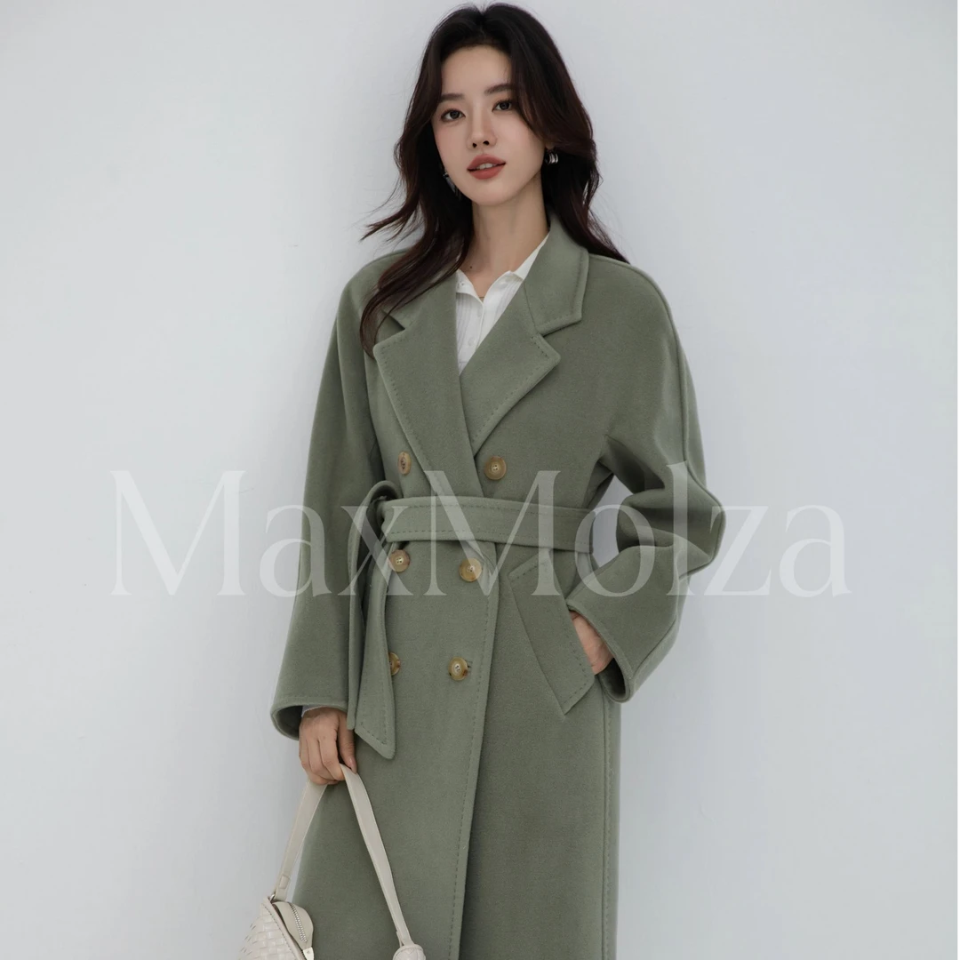 MaxMolza经典801长款翻领秋冬季羊毛轻奢大衣