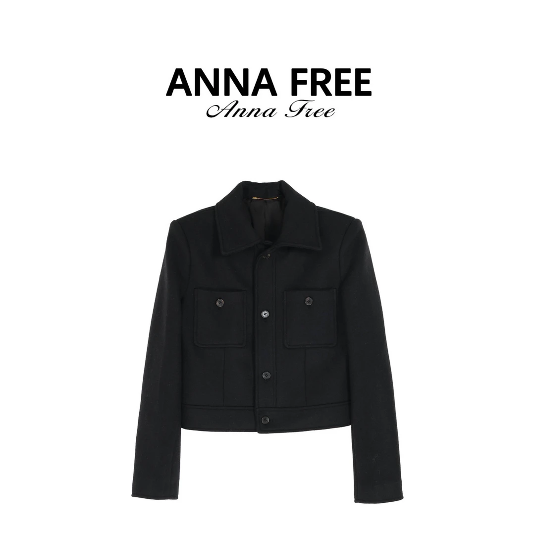 ANNA FREE 秋冬羊毛外套西装短款时尚气质翻领外套ZCE251178