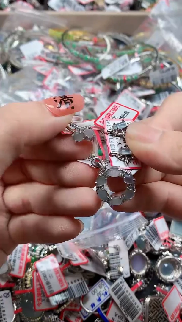 银S925镶嵌戒指翡翠天然A货缅甸翡翠