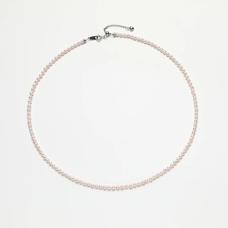 mmmm/金魅带证925银淡水珍珠小米珠3-4mmbaby珠时尚简约强光百搭