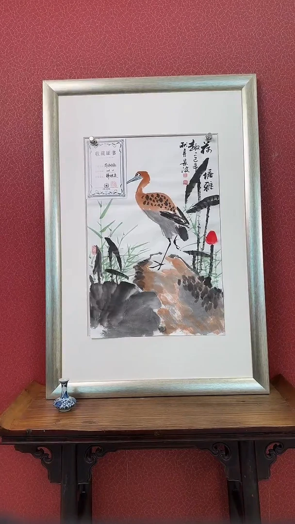 书法谢景波老师手绘国画花鸟画作品45cm*70cm赠品内容随机